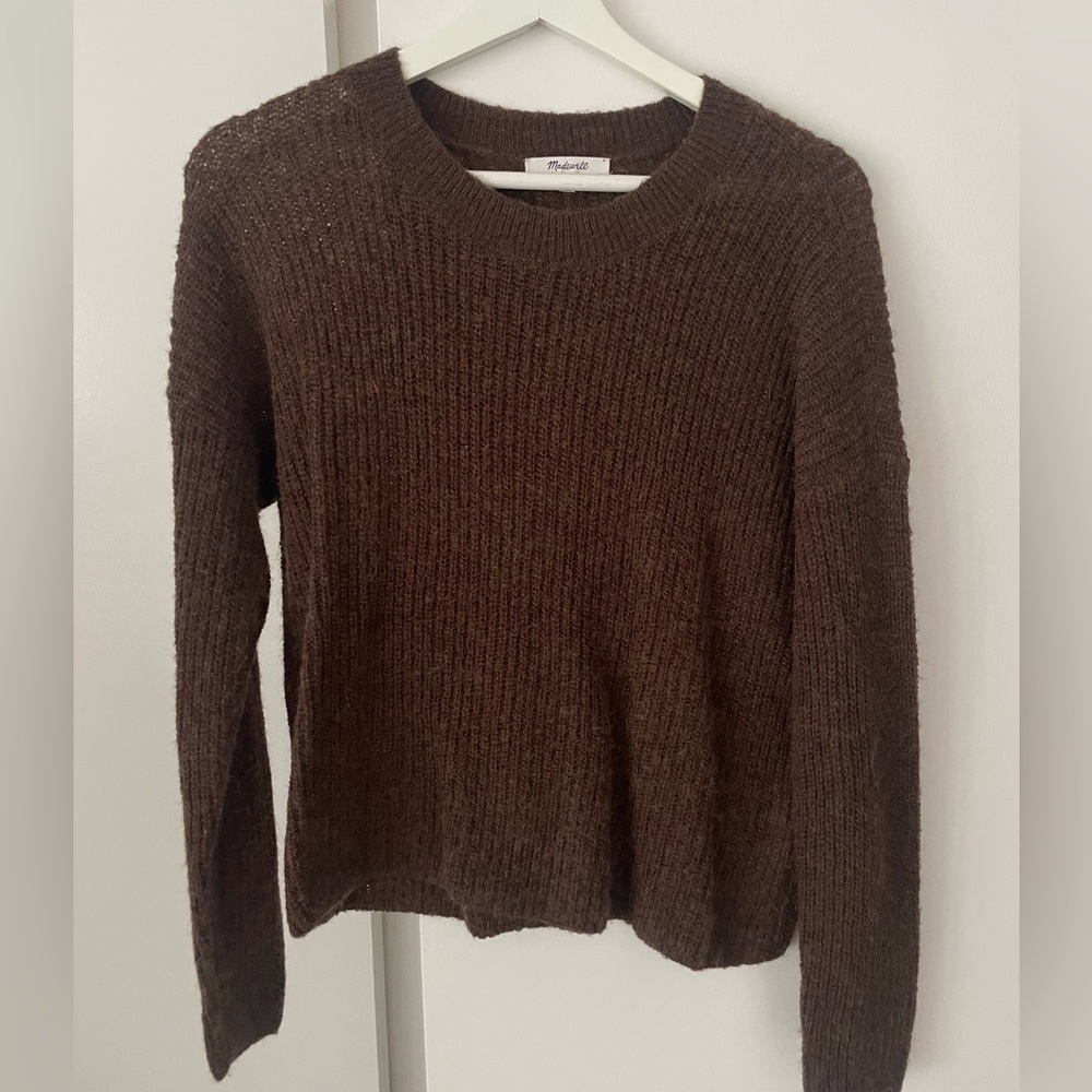 Madewell Chocolate Brown Ribbed Crewneck Sweater